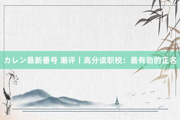 カレン最新番号 潮评丨高分读职校：最有劲的正名