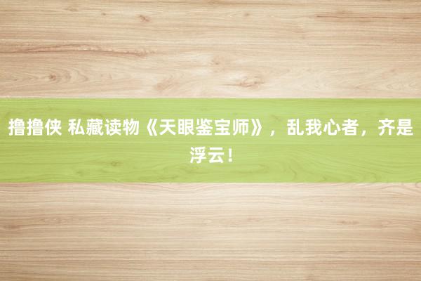 撸撸侠 私藏读物《天眼鉴宝师》，乱我心者，齐是浮云！