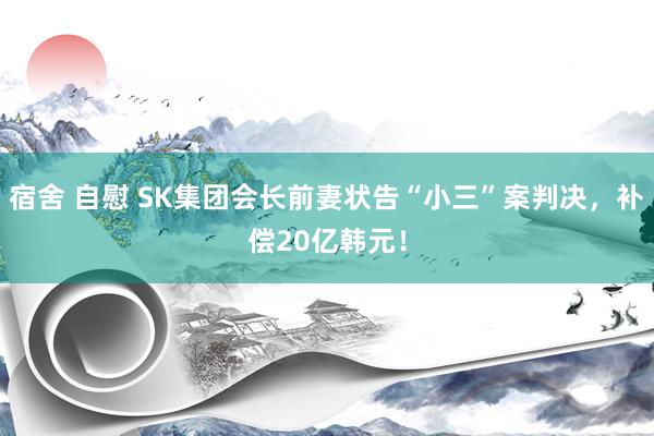 宿舍 自慰 SK集团会长前妻状告“小三”案判决,补偿20亿韩元!