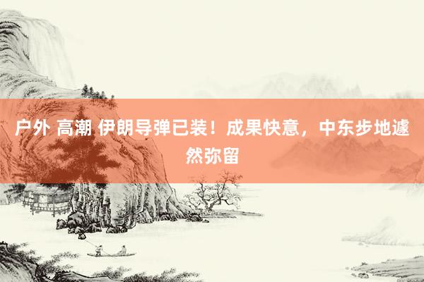 户外 高潮 伊朗导弹已装！成果快意，中东步地遽然弥留
